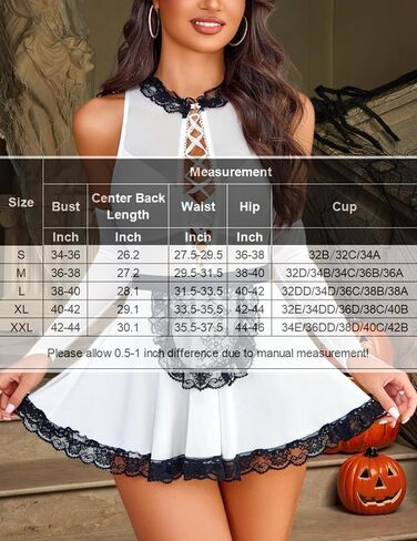 Avidlove Maid Lingerie for Women Sexy Halloween Costumes with Sheer Gloves Contrast Lace Cosplay Outfit in Saudi Arabia
