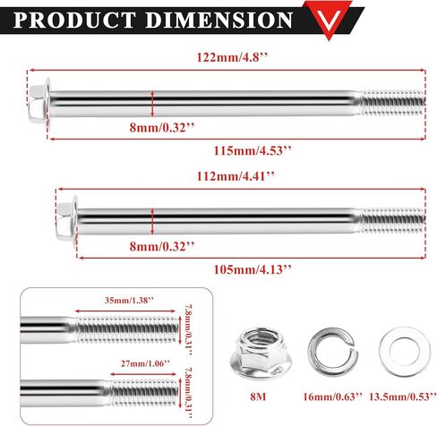 PRO BAT Engine Mount Frame Bolts 105mm 115mm M8 Set Pair Pit Dirt Quad Bike Top Bottom in Saudi Arabia