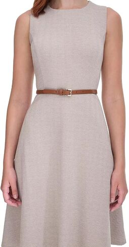 Tommy Hilfiger Women's Herringbone Knit Jewel Neck Sleeveless Dress in Saudi Arabia
