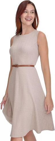 Tommy Hilfiger Women's Herringbone Knit Jewel Neck Sleeveless Dress in Saudi Arabia