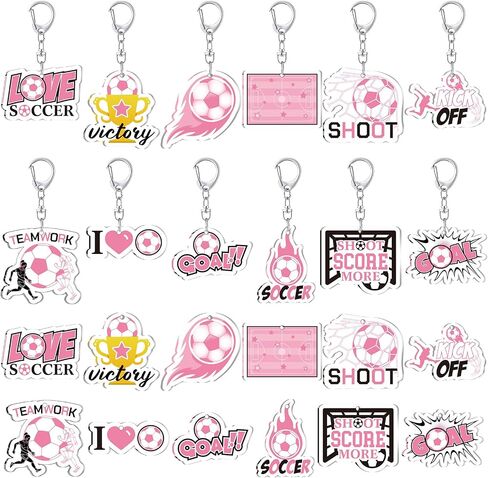 24 PCS Soccer Acrylic keychain Homps Bulk Pink Acrylic Soccer Sports Ball -key -chiew team function function for women men in Saudi Arabia