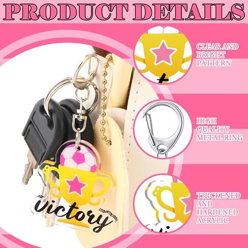 24 PCS Soccer Acrylic keychain Homps Bulk Pink Acrylic Soccer Sports Ball -key -chiew team function function for women men in Saudi Arabia