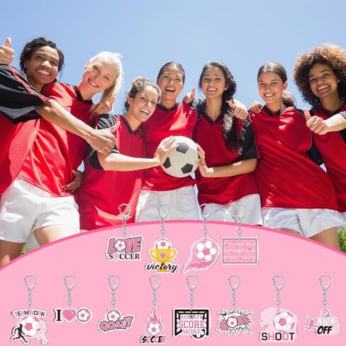 24 PCS Soccer Acrylic keychain Homps Bulk Pink Acrylic Soccer Sports Ball -key -chiew team function function for women men in Saudi Arabia