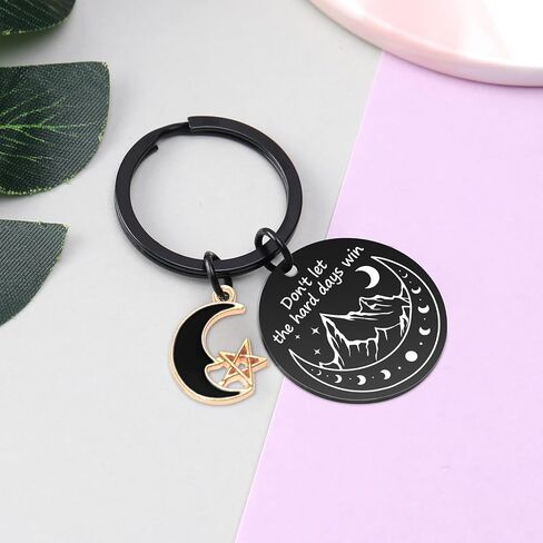 Acotar Gifts Keychain - A Court of Thorns and Roses Merch, Don't Let The Hard Days Win Merch, Stainless Keychain with Moon Star Inspirational Gifts for Women Men Bookish Fans in Saudi Arabia