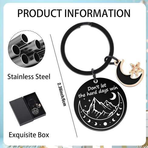 Acotar Gifts Keychain - A Court of Thorns and Roses Merch, Don't Let The Hard Days Win Merch, Stainless Keychain with Moon Star Inspirational Gifts for Women Men Bookish Fans in Saudi Arabia