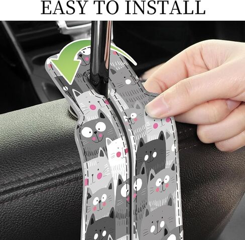 PU Leather Car Seat Hook, Storage Headrest Hanger, Cute Car Backseat Organizer, Car Hooks For Purses and Bags Vintage Bookshelf Pattern in Saudi Arabia