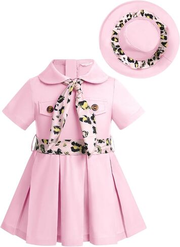 IDOPIP Baby Girls Wild Jungle Safari Outfits One Birthday Party Pleated Dress+Hat Toddler Leopard Zookeeper Photo Shoot Dress in Saudi Arabia