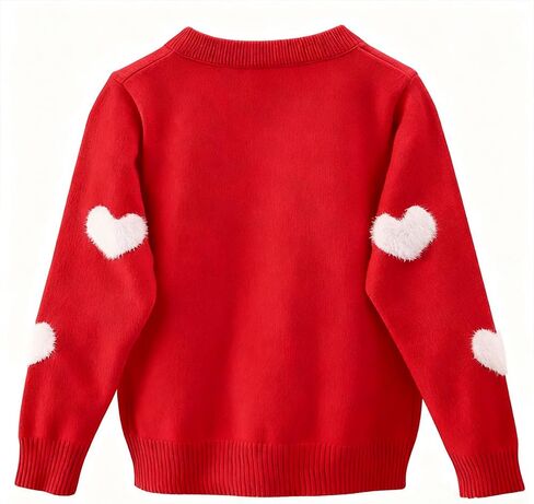 Girls Cardigan Long Sleeve Button Front Sweater Winter Heart Knit Outfits Kids Colorful Rainbow Sweaters Baby Coat 2-7 Years in Kuwait