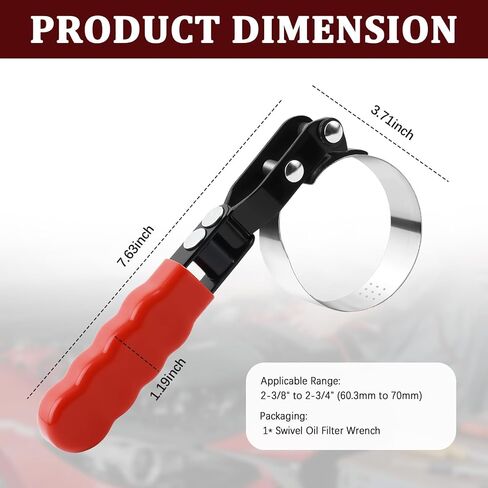 Adjustable Oil Filter Wrench,180° Swivel Small Oil Filter Wrench with Non-Slip Handles,Portable Oils Filters Removal Tool as Car Repair Tools for Filters 2-3/8" To 2-3/4" in Saudi Arabia