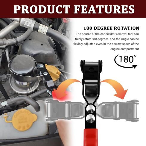 Adjustable Oil Filter Wrench,180° Swivel Small Oil Filter Wrench with Non-Slip Handles,Portable Oils Filters Removal Tool as Car Repair Tools for Filters 2-3/8" To 2-3/4" in Saudi Arabia