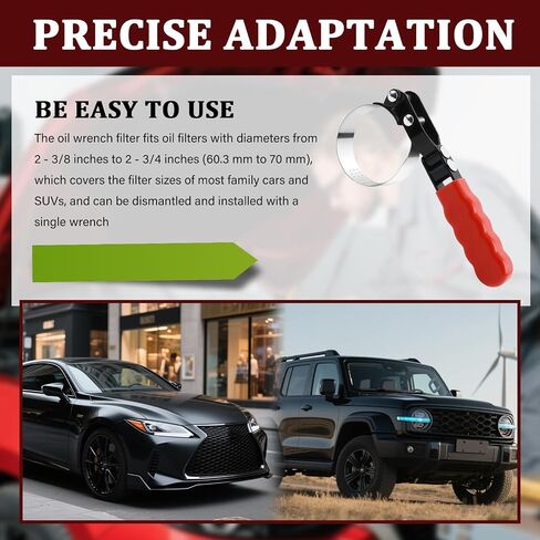 Adjustable Oil Filter Wrench,180° Swivel Small Oil Filter Wrench with Non-Slip Handles,Portable Oils Filters Removal Tool as Car Repair Tools for Filters 2-3/8" To 2-3/4" in Saudi Arabia