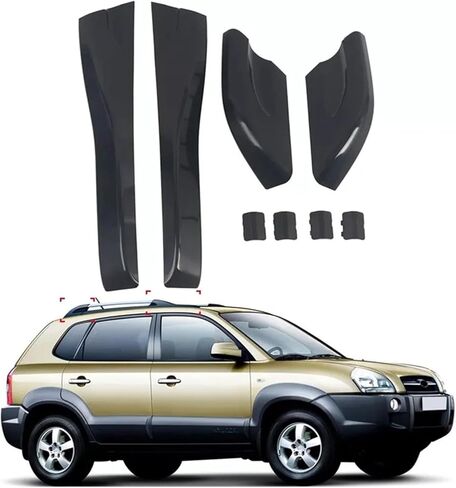 AB12-8PCS CARS CARS ROOD RACK BOX BOX RAIN CORPHENTE BLACK CAP CAP CAR CAR CARPATORY متوافقة مع HYUNDAI TUCSON 2004-2008 in Kuwait