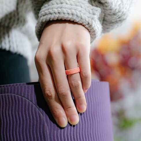 ThunderFit Laser Engraved Silicone Anniversary Rings for Her - Flexible & Comfortable Engagement Promise Rubber Ring for Women - Gifts for Women - Durable Band for Active Lifestyle or Everyday Wear in Saudi Arabia