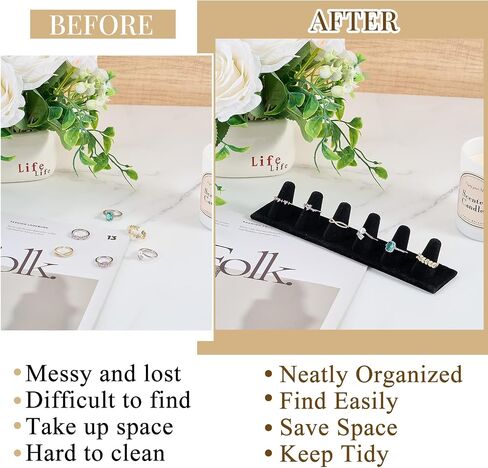 Geelin 4 Pitch Black Velvet Ring Ring حامل 6 Finger Ring Display منظم تخزين المجوهرات لبيع معارض متاجر البيع بالتجزئة المنزلية in Saudi Arabia