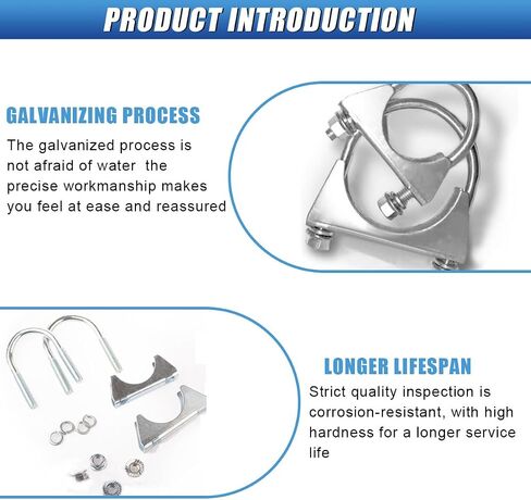 مشبك عادم U-bolt 3 بوصة ، مقطع عادم كاتم الصوت الحديد المجلفن الصدأ ، شماعات مشبك عادم السرج الشاقية العالمية للأنابيب (76 مم/3inch) in Saudi Arabia