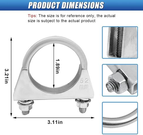 مشبك عادم U-bolt 3 بوصة ، مقطع عادم كاتم الصوت الحديد المجلفن الصدأ ، شماعات مشبك عادم السرج الشاقية العالمية للأنابيب (76 مم/3inch) in Saudi Arabia