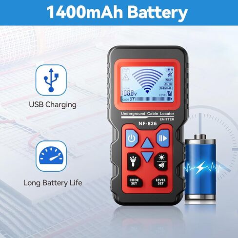 NF-826 Underground Wire Locator, Buried Wire Tracer Cable Locator Circuit Breakers, fuses, Wires, Short Circuits, Open Circuits for Dog Fence Cables Irrigation Control Wires,Tone Generator Kit in Kuwait