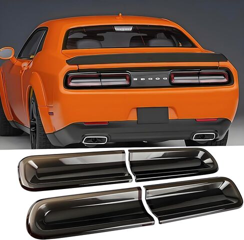 Tail Light Covers Guards Compatible with Dodge Challenger 2015-2023 GT/RT/Scat Pack/SRT 392/ Hellcat/SXT, Smoked Black Rear Light Protective Cover Guards Trim Set Exterior Accessories in Saudi Arabia