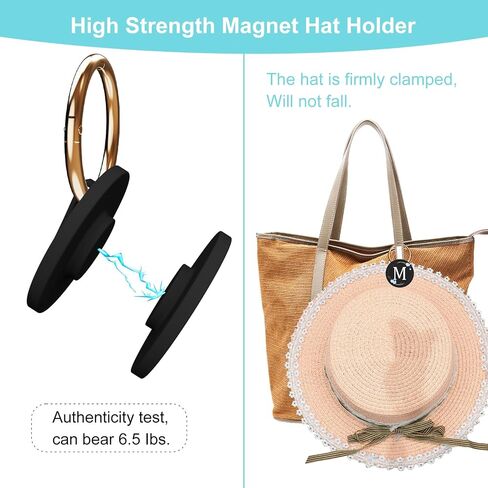 Magnetic Hat Clip for Travel on Bag Strong Magnetism Hat Hold Beautiful Flower Pattern Perfect for Backpacks, Handbags, Luggage (M) in Saudi Arabia