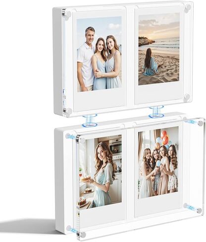 NIUBEE Polaroid Frame, Collage Picture Frames with 6 Mini Frames, Acrylic Frames for 2 * 3 inch Polaroid Film/Fuji film/Instax Mini Film or Print Photo, Combination or Individual Use in Kuwait