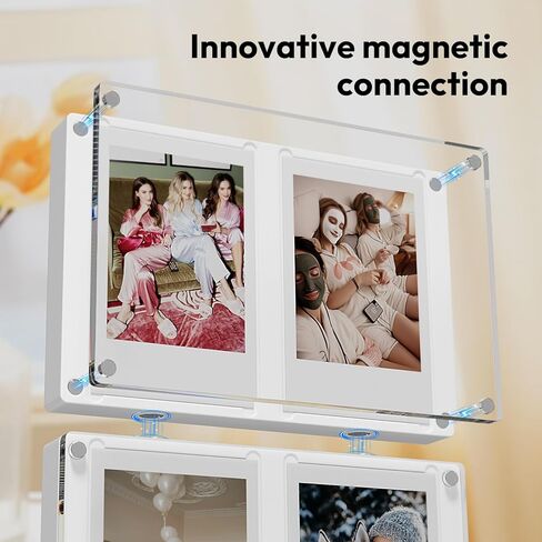 NIUBEE Polaroid Frame, Collage Picture Frames with 6 Mini Frames, Acrylic Frames for 2 * 3 inch Polaroid Film/Fuji film/Instax Mini Film or Print Photo, Combination or Individual Use in Kuwait