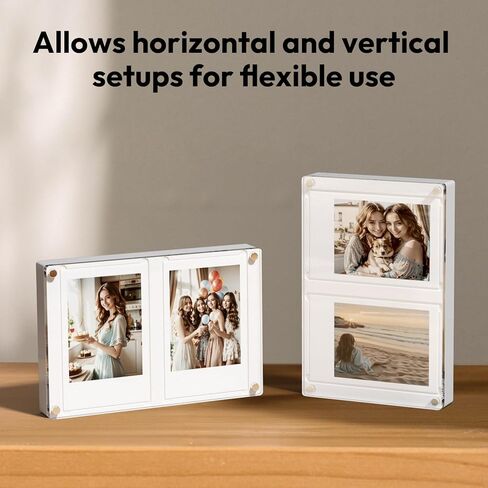NIUBEE Polaroid Frame, Collage Picture Frames with 6 Mini Frames, Acrylic Frames for 2 * 3 inch Polaroid Film/Fuji film/Instax Mini Film or Print Photo, Combination or Individual Use in Kuwait