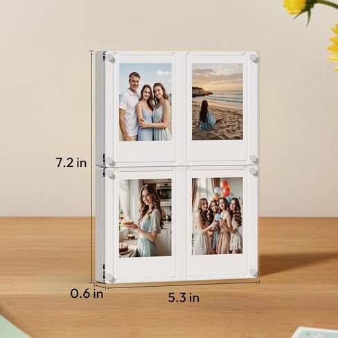 NIUBEE Polaroid Frame, Collage Picture Frames with 6 Mini Frames, Acrylic Frames for 2 * 3 inch Polaroid Film/Fuji film/Instax Mini Film or Print Photo, Combination or Individual Use in Kuwait