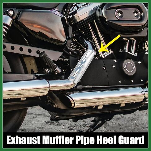 Motoforti 1set Universal Motorcycle Head Heat Heat Pipe Pipe Shield Guard Guard Muchfler Protector for Harley Flame Silver Tone Long-Lastering in Saudi Arabia