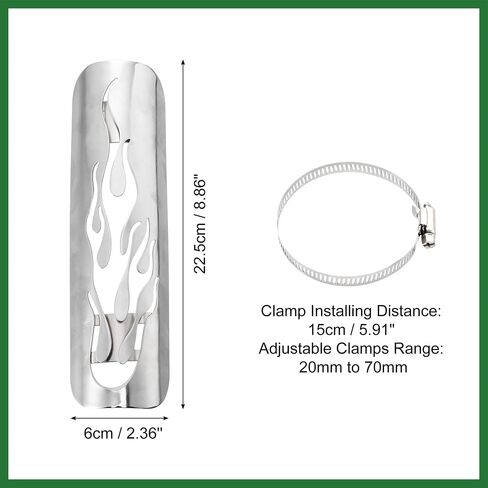 Motoforti 1set Universal Motorcycle Head Heat Heat Pipe Pipe Shield Guard Guard Muchfler Protector for Harley Flame Silver Tone Long-Lastering in Saudi Arabia
