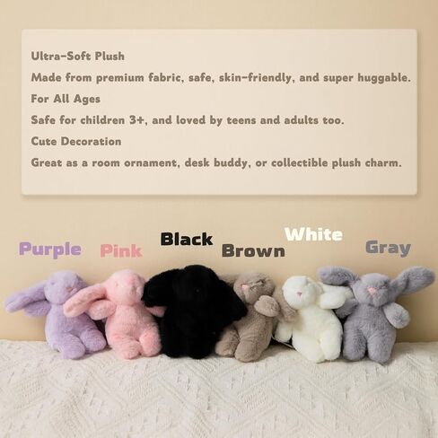 Cute 3.5" Bunny Bag Charm, Fluffy Rabbit Plush Keychain Purse Decoration, Great Gift for Women Girls in Kuwait