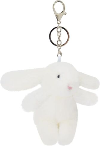 Cute 3.5" Bunny Bag Charm, Fluffy Rabbit Plush Keychain Purse Decoration, Great Gift for Women Girls in Kuwait
