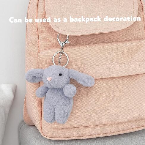 Cute 3.5" Bunny Bag Charm, Fluffy Rabbit Plush Keychain Purse Decoration, Great Gift for Women Girls in Kuwait