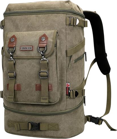 WITZMAN Travel Backpack for Men Women Canvas Backpack Carry on Luggage Rucksack Convertible Duffel Bag Large (A568 Brown) in Saudi Arabia