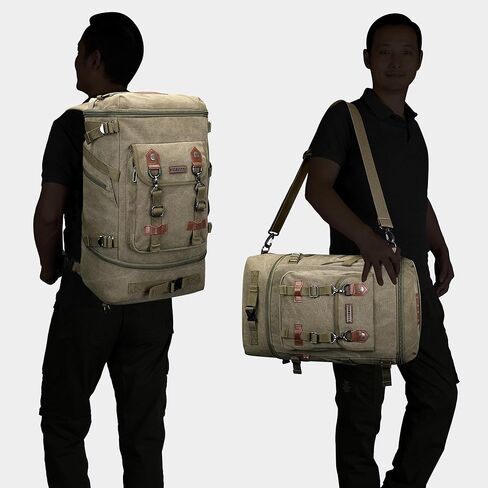 WITZMAN Travel Backpack for Men Women Canvas Backpack Carry on Luggage Rucksack Convertible Duffel Bag Large (A568 Brown) in Saudi Arabia