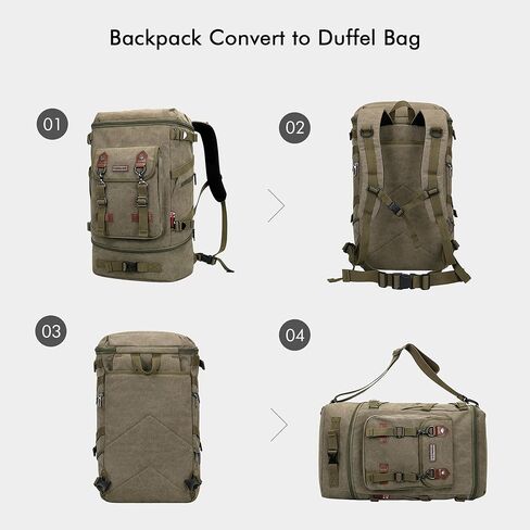 WITZMAN Travel Backpack for Men Women Canvas Backpack Carry on Luggage Rucksack Convertible Duffel Bag Large (A568 Brown) in Saudi Arabia
