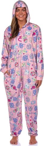 Bioworld Sailor Moon Anime Manga Women's Wands Luna Artemis Hooded Zip Up Union Suit Pajama in Saudi Arabia