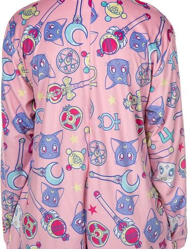 Bioworld Sailor Moon Anime Manga Women's Wands Luna Artemis Hooded Zip Up Union Suit Pajama in Saudi Arabia