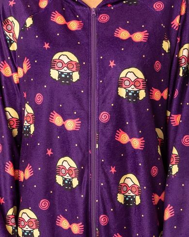 Harry Potter Womens' Wizarding World Luna Lovegood Glasses Chibi Footless Sleep Union Suit in Saudi Arabia
