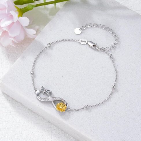 SINONLY Infinity Bracelet 925 Sterling Silver Butterfly/Dragonfly/Bee/Hummingbird/Sunflower Bracelet Sunflower Jewelry Mother Day Birthday Gift for Women Mom in Saudi Arabia