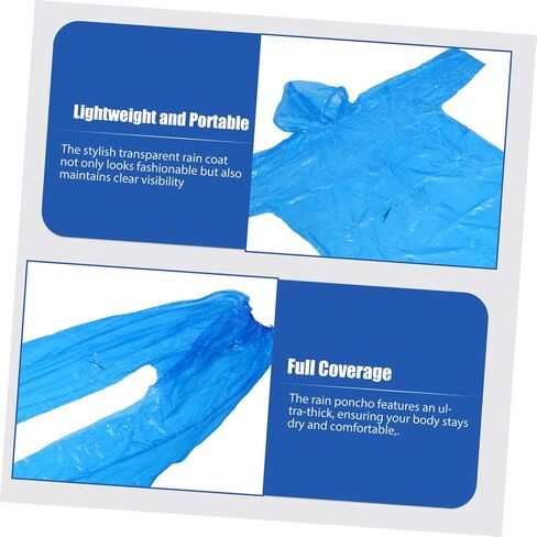 Popetpop Raincoat Raincho Poncho Clay Rainaat Sky-Blue Plastic in Saudi Arabia