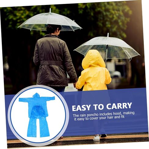 Popetpop Raincoat Raincho Poncho Clay Rainaat Sky-Blue Plastic in Saudi Arabia
