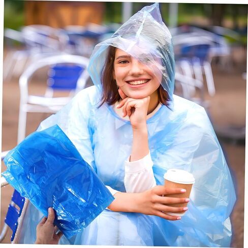 Popetpop Raincoat Raincho Poncho Clay Rainaat Sky-Blue Plastic in Saudi Arabia