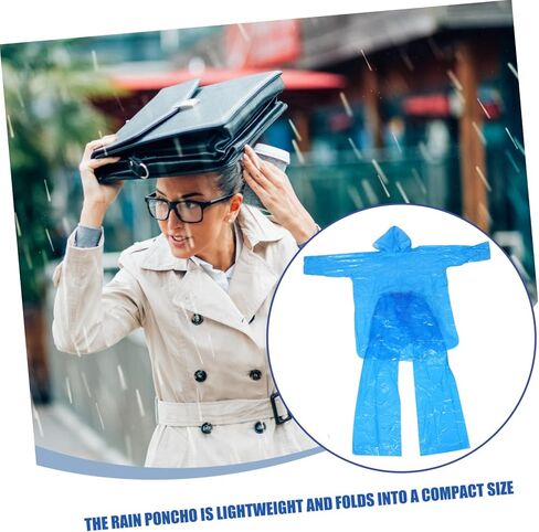 Popetpop Raincoat Raincho Poncho Clay Rainaat Sky-Blue Plastic in Saudi Arabia