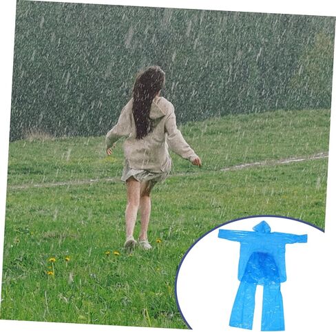 Popetpop Raincoat Raincho Poncho Clay Rainaat Sky-Blue Plastic in Saudi Arabia