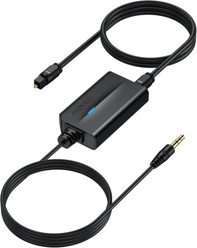 AUTOUTLET 192khz DAC Audio Converter with Volume Control Optical to 3.5mm Converter Optical Audio Cable to Aux Adapter for HDTV, Blu-Ray Players and Game Consoles in Kuwait
