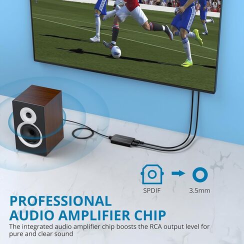 AUTOUTLET 192khz DAC Audio Converter with Volume Control Optical to 3.5mm Converter Optical Audio Cable to Aux Adapter for HDTV, Blu-Ray Players and Game Consoles in Kuwait