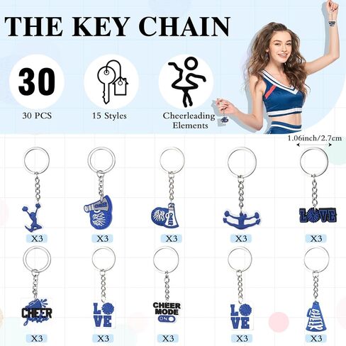 Huquary 91 Pcs Cheerleader Gifts Kit 30 Pcs Zipper Portable Cheer Makeup Bag 30 Pcs Cheer Keychain 30 Pcs Black Cheer Bracelets 1 Bag Waterproof Cheer Stickers for Women Girls Cheerleader Teammates in Kuwait