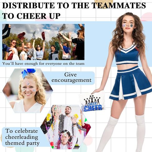 Huquary 91 Pcs Cheerleader Gifts Kit 30 Pcs Zipper Portable Cheer Makeup Bag 30 Pcs Cheer Keychain 30 Pcs Black Cheer Bracelets 1 Bag Waterproof Cheer Stickers for Women Girls Cheerleader Teammates in Kuwait