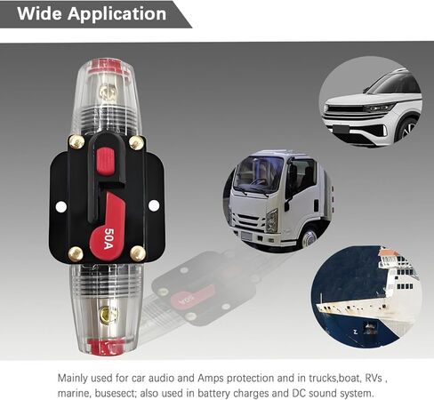 60 Amp Car Circuit Breaker, 12V-24V Manual Reset Vehicle Inline Fuse Inverter, Waterproof Automotive Power System Protection Accessories, Universal for Trolling Motors ATV in Kuwait