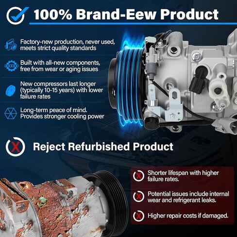 NEW Air Conditioner AC Compressor w/Clutch Compatible with 2012-2017 Toyota Camry, 2011-2013 Highlander, 2011-2016 Sienna, 2012-2018 ES350 3.5L, 2010-2015 RX350 3.5L in Kuwait
